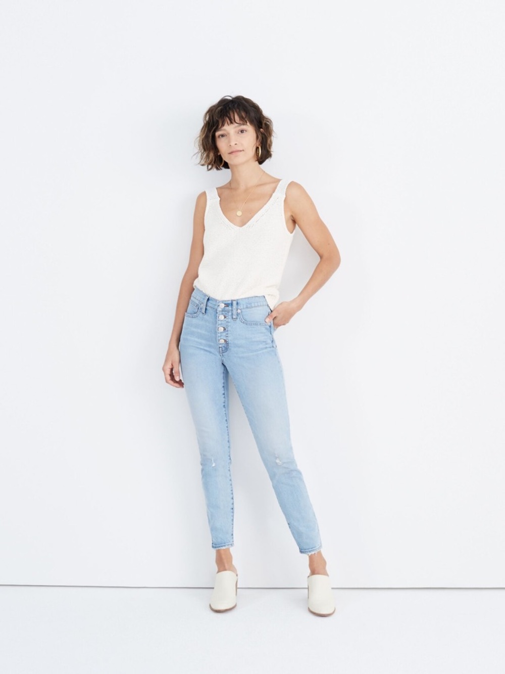 Madewell Light Blue 9” High-Rise Skinny Button-Fly Jeans